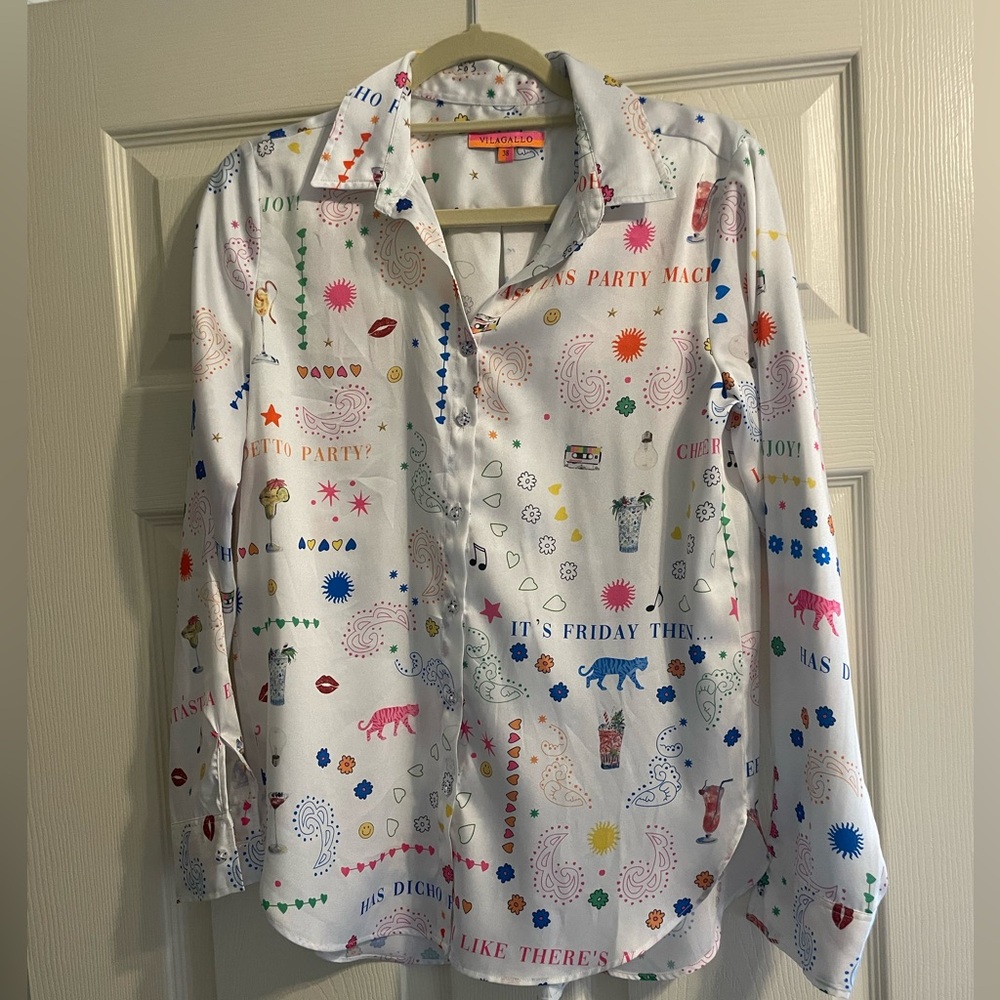 VILAGALLO Gaby Fiesta print shirt - Picture 2 of 12